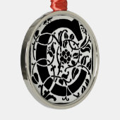 イニシャルCモノグラム。フローラ名パカスタマイズターン メタルオーナメント (右)