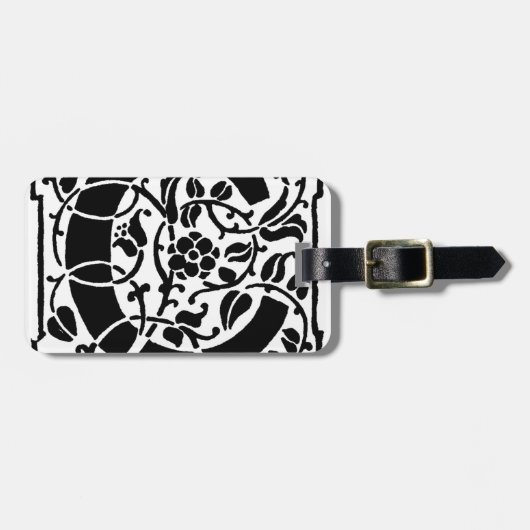 イニシャルCモノグラム。フローラ名パカスタマイズターン ラゲッジタグ (正面横)