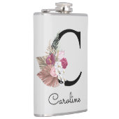 イニシャルC ピンク ボヘミアンスタイル 花柄 フラスク (右)