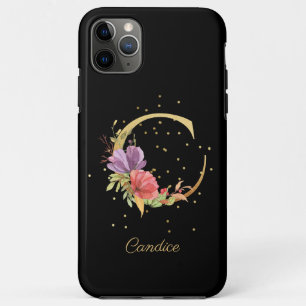 イニシャルC フローラルモノグラム 名前をカスタマイズ iPhone 11 PRO MAXケース