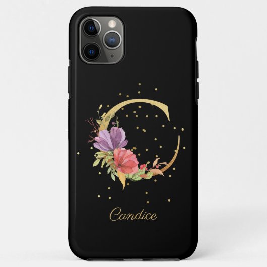 イニシャルC フローラルモノグラム 名前をカスタマイズ Case-Mate iPhoneケース (裏面)