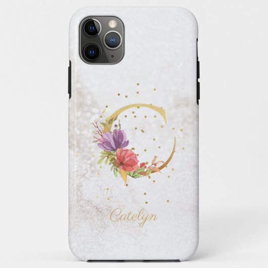 イニシャルC フローラルモノグラム 名前イニシャル オーダーメイド Case-Mate iPhoneケース (裏面)