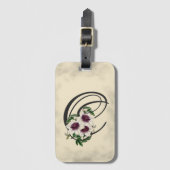 イニシャルC、ヴィンテージクレマチスラゲッジタグ ラゲッジタグ (正面縦)