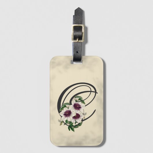 イニシャルC、ヴィンテージクレマチスラゲッジタグ ラゲッジタグ (正面縦)