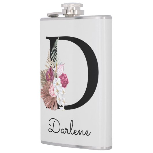 イニシャルDのピンクボヘミアンフラワー フラスク (左)