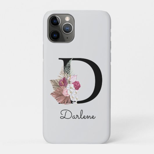 イニシャルDのモノグラム入りピンクボヘミアンフラワー Case-Mate iPhoneケース (裏)