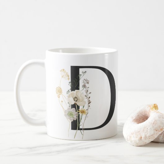 イニシャルDソフトカラー花コーヒーマグ コーヒーマグカップ (ドーナツ)