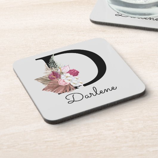 イニシャルDモダンピンクボホガーリーフローラ コースター (左側)