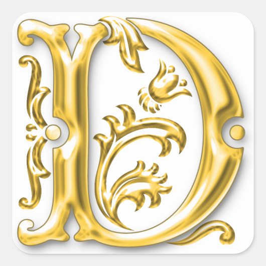 イニシャルD大文字ステッカー(金ゴールド) スクエアシール (正面)