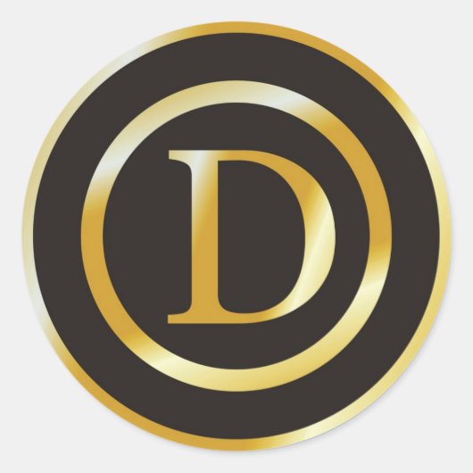 イニシャルD金ゴールドモノグラム結婚式用シール ラウンドシール (正面)
