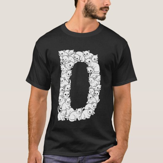 イニシャルD はじめての文字 面白い 猫好き ネコ Tシャツ (正面)
