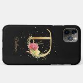 イニシャルD フローラルモノグラム 名前をカスタマイズ Case-Mate iPhoneケース (裏面(横))