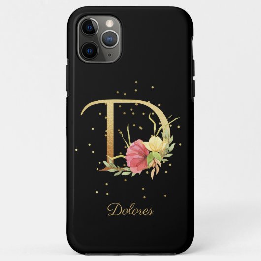 イニシャルD フローラルモノグラム 名前をカスタマイズ Case-Mate iPhoneケース (裏面)
