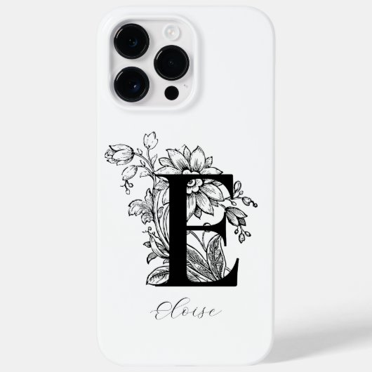 イニシャルEのボタニカルフラワーモノグラムデザイン Case-Mate iPhoneケース (裏面)