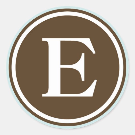 イニシャルEモノグラムサークルレター印鑑パーティーの好意 ラウンドシール (正面)
