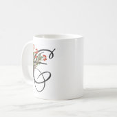 イニシャルE、ヴィンテージユーフォルビアコーヒーマグ コーヒーマグカップ (正面左)