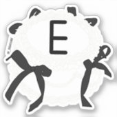 イニシャルE 黒と白のリボン アンティークケーキ シール (正面)