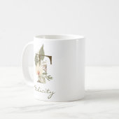 イニシャルFボホーフローラオーキッドグリーナリー名前をカスタムする コーヒーマグカップ (正面左)