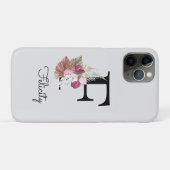 イニシャルFモノグラム ピンク ボホーフラワー Case-Mate iPhoneケース (裏面(横))