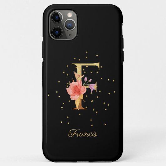 イニシャルF フローラルモノグラム 名前入り Case-Mate iPhoneケース (裏面)