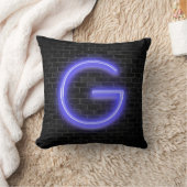 イニシャルGネオンマーキーオンブリック クッション (ブランケット)