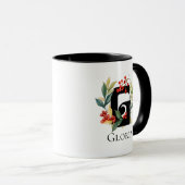 イニシャルGモノグラムクリスマスベリーリース マグカップ (正面右)