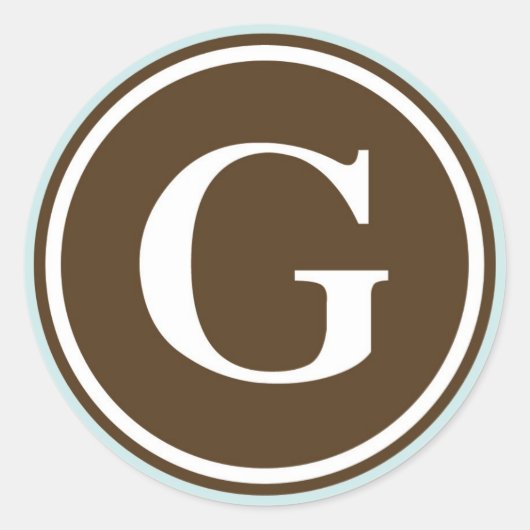 イニシャルGモノグラムサークルレター印鑑パーティーの好意 ラウンドシール (正面)