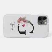 イニシャルGモノグラム ピンク ボホ ガーリーフラワー Case-Mate iPhoneケース (裏面(横))