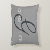 イニシャルG名パーソナライズされた白黒グレー アクセントクッション (正面(垂直))