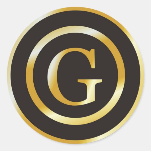 イニシャルG金ゴールドモノグラム結婚式用シール ラウンドシール (正面)