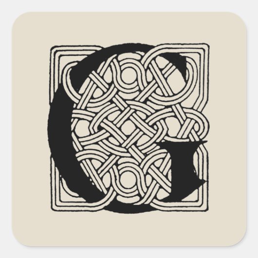 イニシャルG アンティーク ケルトノット モノグラム スクエアシール (正面)