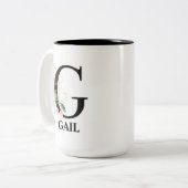 イニシャルG モノグラム オシャレ ツートーンマグカップ (正面左)