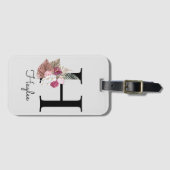 イニシャルHモノグラムピンクボホガーリーフローラ ラゲッジタグ (正面横)