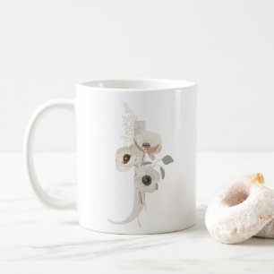 イニシャルJソフトカラー花コーヒーマグ コーヒーマグカップ