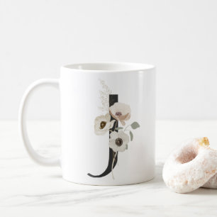 イニシャルJソフトカラー花コーヒーマグ コーヒーマグカップ