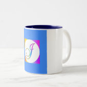 イニシャルJモノグラムオンブルー ツートーンマグカップ (正面右)