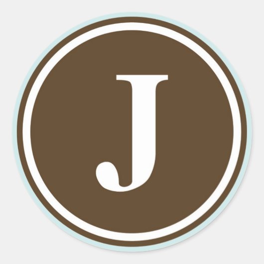イニシャルJモノグラムサークルレター印鑑パーティー好意 ラウンドシール (正面)
