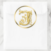 イニシャルJラウンドステッカー金ゴールド ラウンドシール (バッグ)