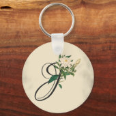 イニシャルJ、ヴィンテージジャスミンキーチェーン キーホルダー (正面)