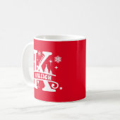 イニシャルKのクリスマスモノグラム 赤 コーヒーマグカップ (正面左)