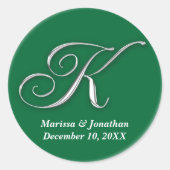 イニシャルKグリーンモノグラム名前をカスタムするビーフシール ラウンドシール (正面)