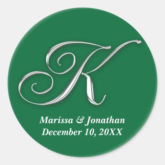 イニシャルKグリーンモノグラム名前をカスタムするビーフシール ラウンドシール (正面)
