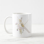 イニシャルKソフトカラー花コーヒーマグ コーヒーマグカップ (左)