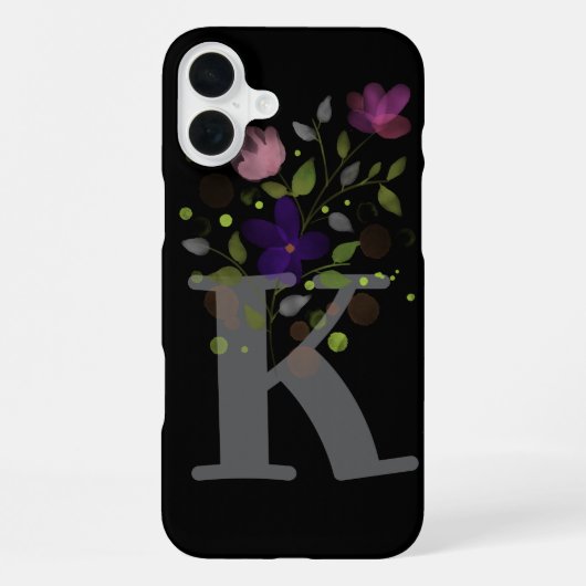 イニシャルKフラワーデザイン iPhoneケース (裏面)