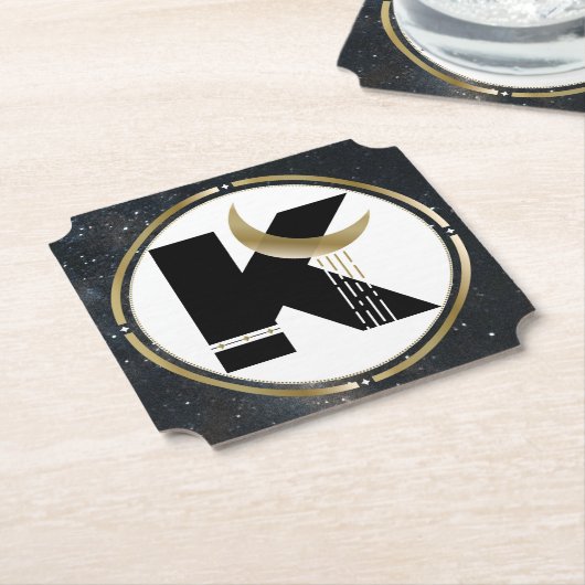 イニシャルKムーンアンドスター紙パーティーコースター ペーパーコースター (アングル)