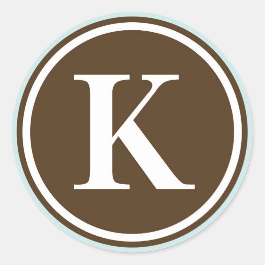 イニシャルKモノグラムサークルレター印鑑パーティーの好意 ラウンドシール (正面)