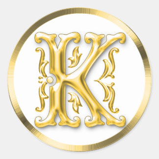イニシャルKラウンドステッカー金ゴールド ラウンドシール
