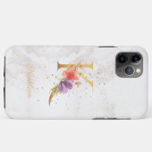 イニシャルK フラワーモノグラム 名前入り 名前 プレゼント Case-Mate iPhoneケース (裏面(横))
