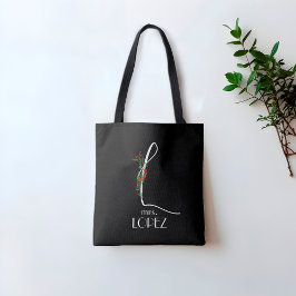 イニシャルLモノグラム水彩赤先生 トートバッグ