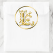 イニシャルLラウンドステッカー金ゴールド ラウンドシール (バッグ)